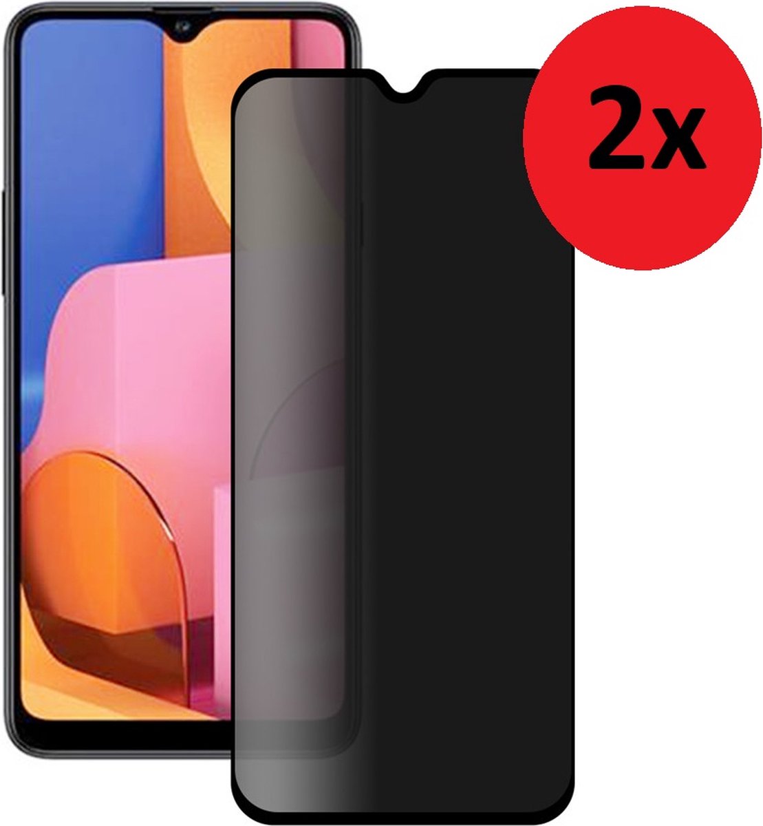 MoDo screenprotector Geschikt voor Samsung Galaxy A04 - Privacy glas - 2 stuks