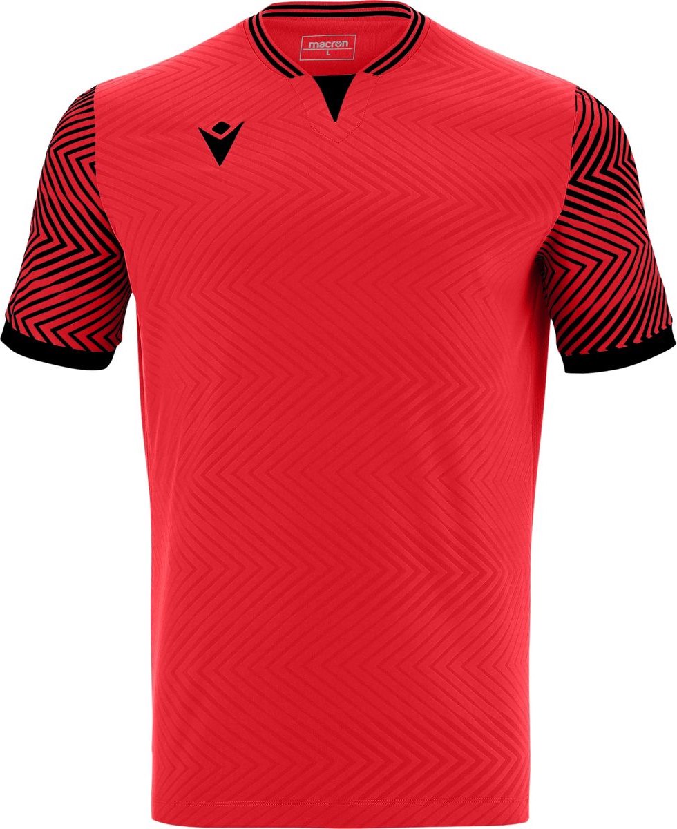 Macron Tureis Shirt Korte Mouw Heren - Rood / Zwart | Maat: 4XL