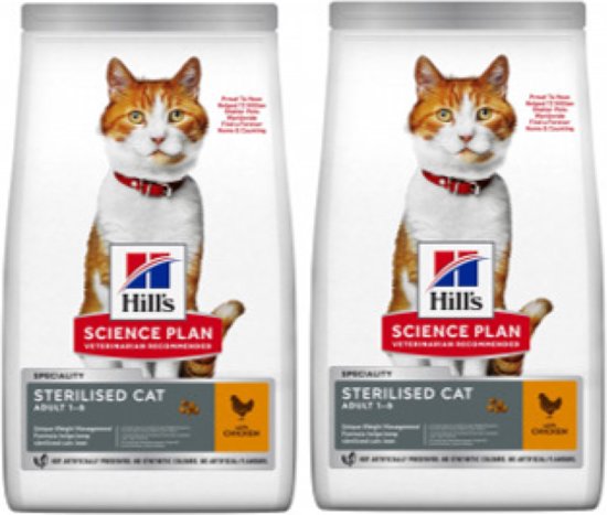 2x Hill's - Science Plan feline young adult sterilised Kip - Kattenvoer - 1.5kg