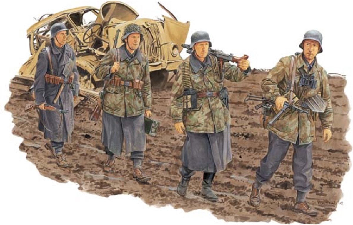 Dragon Modelbouwpakket Militaire voertuigen - 6158 Duitse Infanteristen HG Division Anzio 1944 WWII - 4 Figuren Plastic - 1:35 - Modelbouw