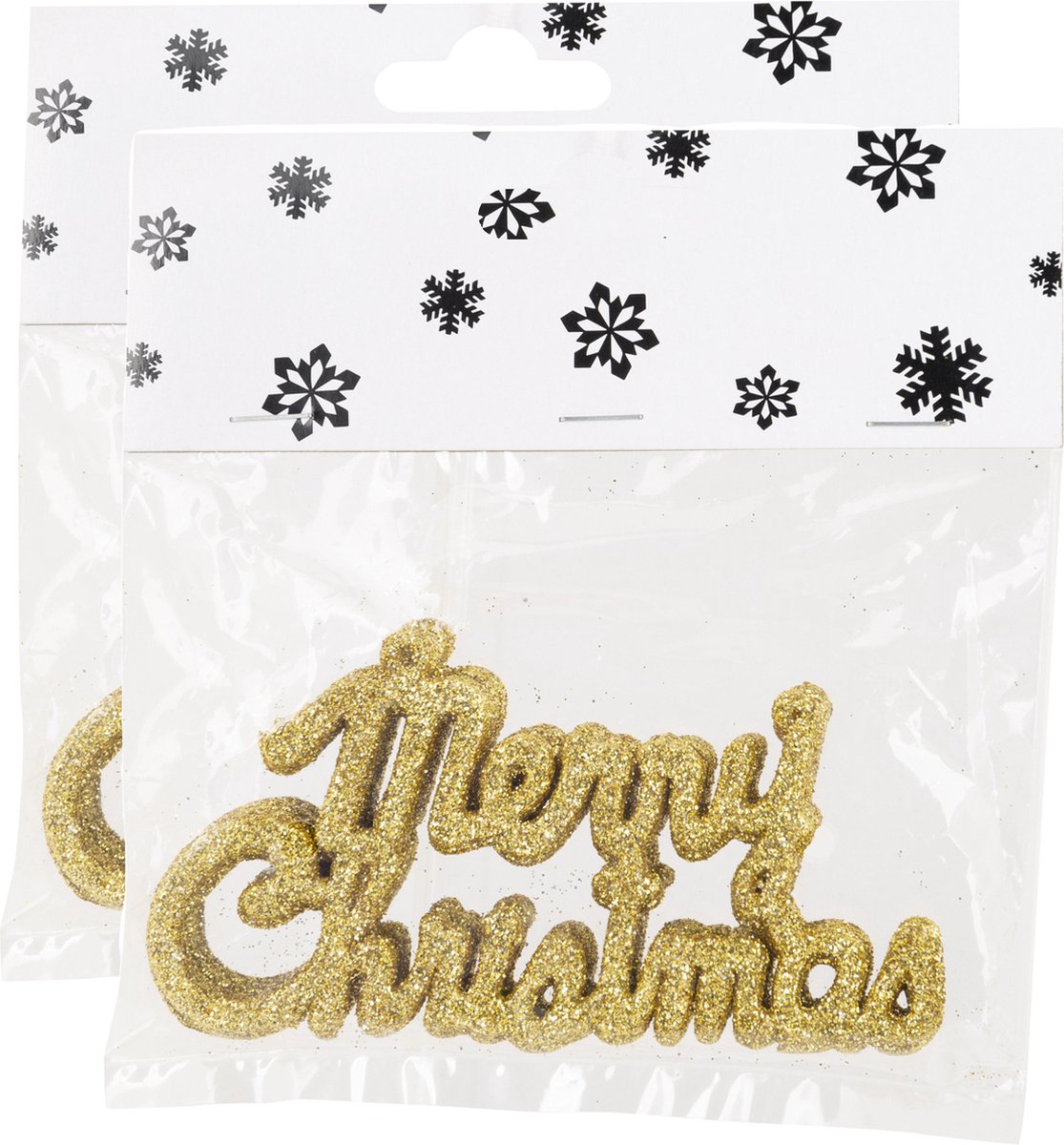 Cosy&Trendy Cosy @ Home Merry Christmas 12x kunststof kersthangers - goud - 10 cm - kerstboomversiering - feestelijk Goudkleurig