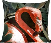 Coussins Coussins décoratifs - Oreillers Salon - 60x60 cm - Flamingo - Feuilles - Portrait - Botanique