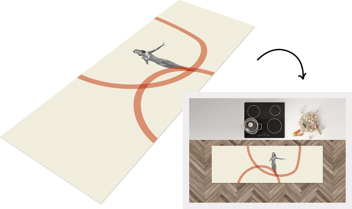 KitchenYeah Keukenloper - Loper keuken - Liefde - Vintage - Koppel - Design - 150x50 cm - Keukenloper vinyl Multicolor