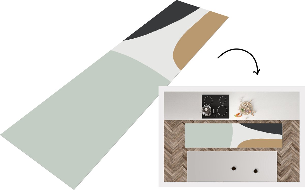 KitchenYeah Keukenloper - Loper keuken - Pastel - Minimalisme - Design - 200x50 cm - Keukenloper vinyl Multicolor