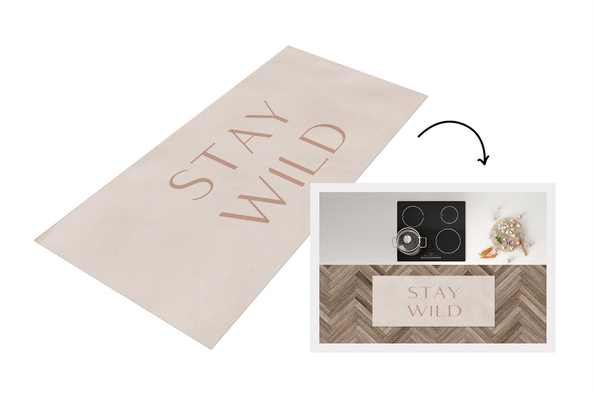 KitchenYeah Keukenloper - Loper keuken - Quotes - Tekst - Stay wild - 120x50 cm - Keukenloper vinyl Multicolor