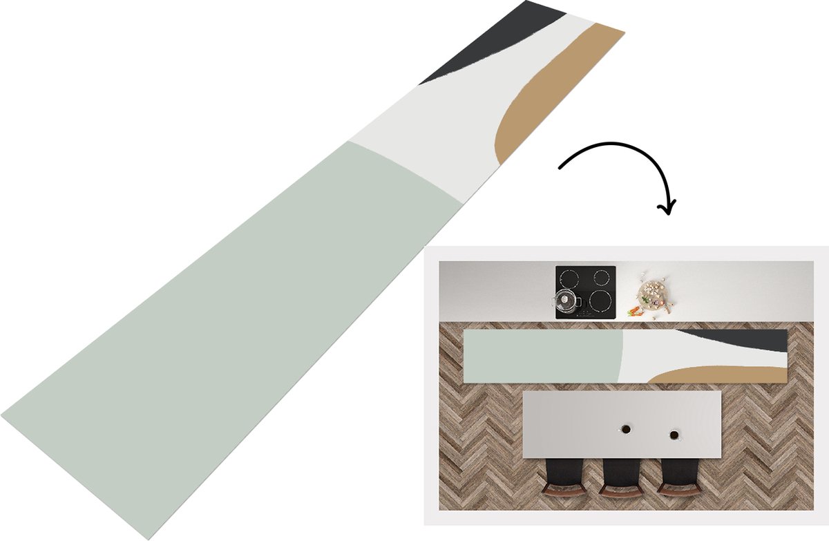 KitchenYeah Keukenloper - Loper keuken - Pastel - Minimalisme - Design - 360x60 cm - Keukenloper vinyl Multicolor