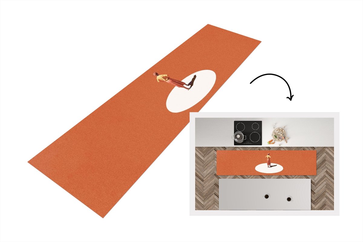 KitchenYeah Keukenloper - Loper keuken - Man - Vintage - Cirkel - Keukenloper vinyl multicolor, foto 2