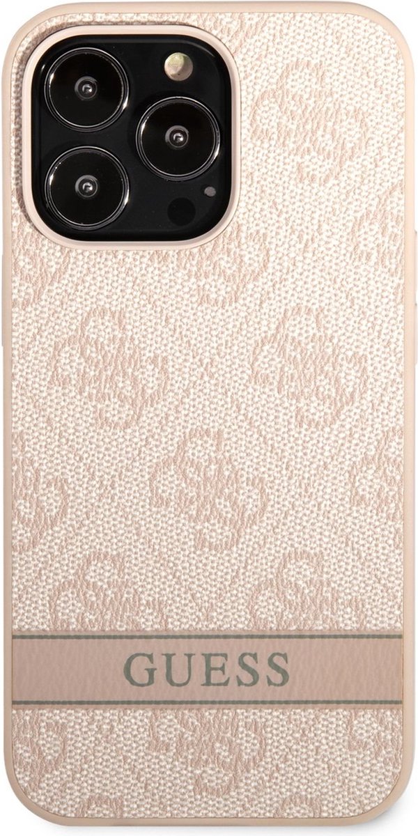 Guess 4G Printed Stripe Back Case - Geschikt voor Apple iPhone 13 Pro (6.1") - Roze