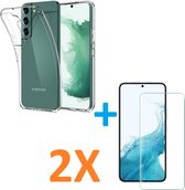 Silicone hoesje transparant met 2 Pack Tempered glas Screen Protector Geschikt voor: Samsung Galaxy S22
