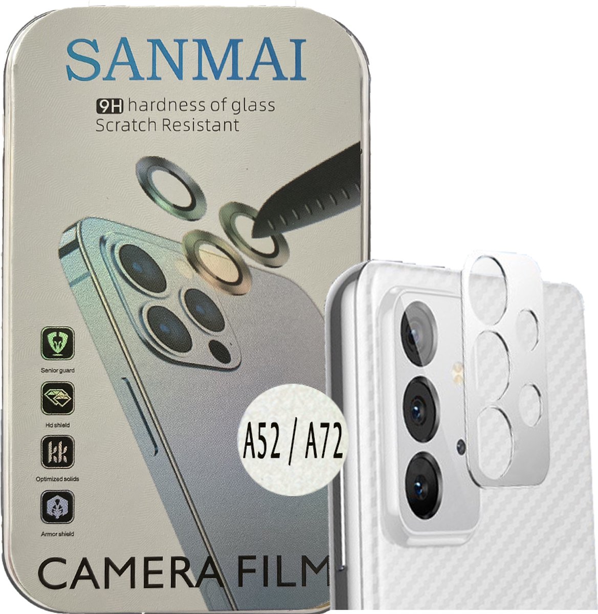 Aluminium frame Sterk beschermend Protector / Metalen Camera Lens / Voor Samsung Galaxy a72 Aluminium Camera Cover Frame zilver 2STUKS