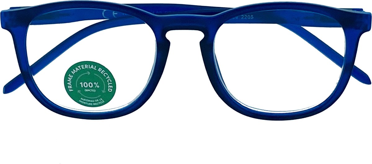 Noci Eyewear RKCE030 gerecyclede leesbril +1.50 - mat donkerblauw - incl. opbergzakje