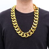 Dikke brede gouden ketting halsketting 70cm met grote schakels | (nep)goud | Pooier | Kamping Kitch outfit | Foute Party | Hip-Hop | Halsketting | Pimp ketting | Marginale verkleedkledij | Carnaval | 80's 90's | New kids maaskantje | Retro
