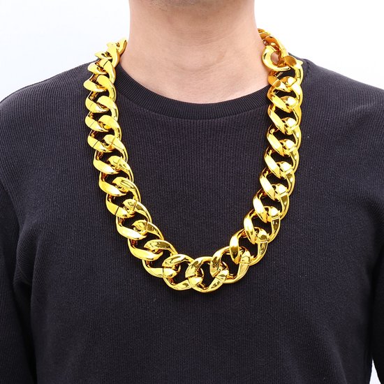 Dikke brede gouden ketting halsketting 70cm met grote schakels | (nep)goud  | Pooier |... | bol.com