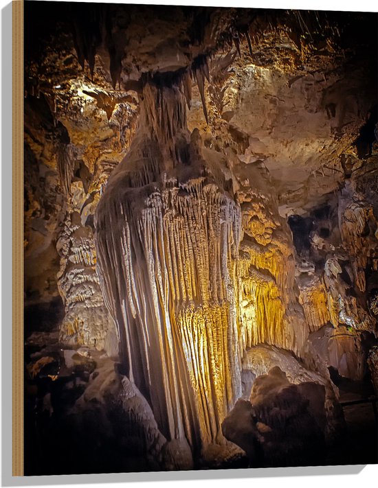 WallClassics - Bois - Grotte avec art calcaire - 60x80 cm - 12 mm d'épaisseur - Photo sur bois (avec système de suspension)