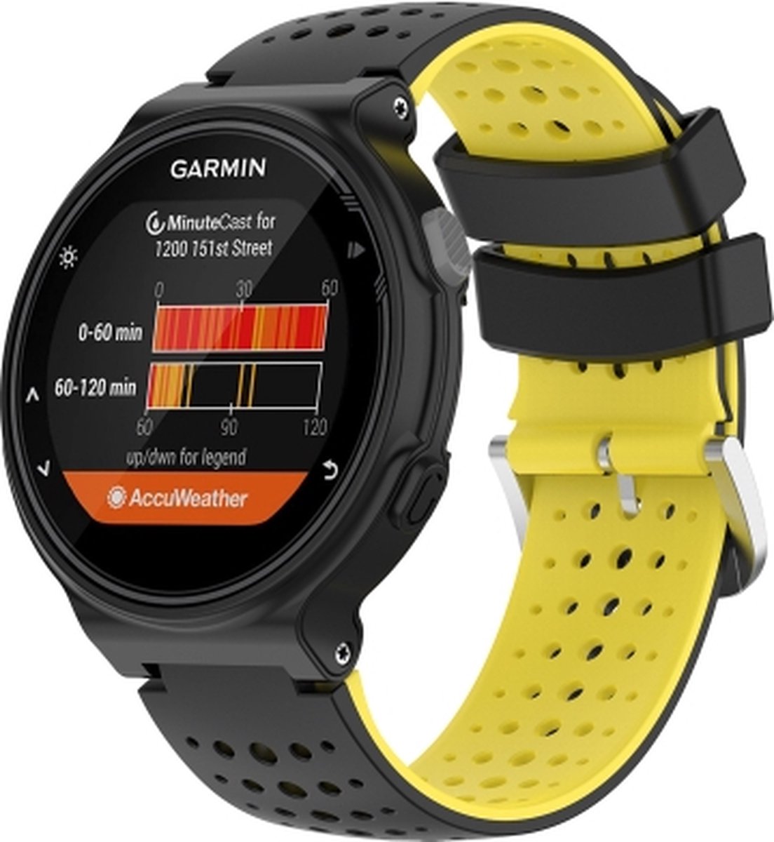 Voor Garmin Forerunner 630 Silicone Sports Two-Color Watch Band (Black+Yellow)