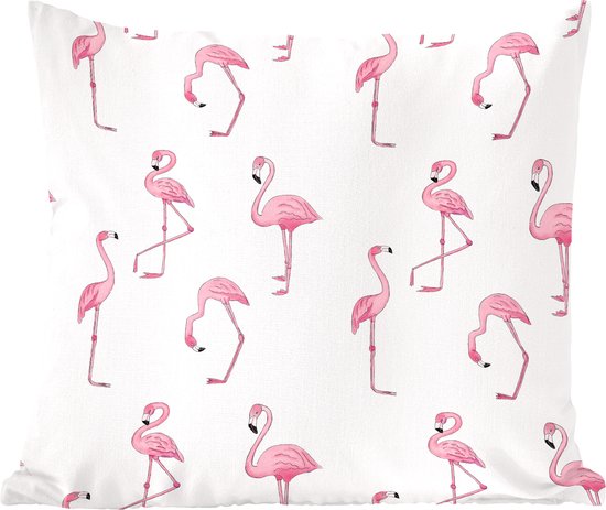 Sierkussens - Kussen - Patroon met roze flamingo's - 40x40 cm - Kussen van katoen