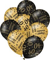 Verjaardag ballonnen - 40 jaar en happy birthday 24x stuks zwart/goud