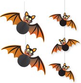 Guirca - Halloween thema hangende vleermuizen decoraties set 5-delig zwart/oranje