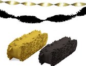 Folat versiering slingers combi set zwart/goud 24 meter crepe papier