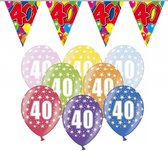 Folat - 40 jaar feestartikelen pakket - 2x vlaggetjes en 24x ballonnen