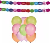 Haza - Verjaardag woonkamer versiering set - 2x feestslingers en 50x ballonnen