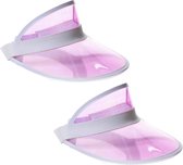 Partychimp Jaren 80 transparante zonnkleppen - 2x stuks - Roze