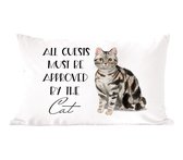 Coussins Coussins décoratifs - Oreillers Salon - 60x40 cm - Proverbes - Citations - Chat - Tous les invités doivent être approuvés par le chat