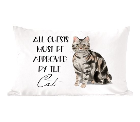 Foto: Sierkussens kussentjes woonkamer 60x40 cm spreuken quotes kat all guests must be approved by the cat