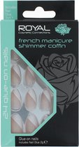 Royal 24 Coffin Glue-on Nails - Shimmer French Manicure