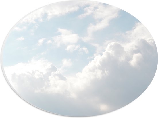 WallClassics - PVC Schuimplaat Ovaal - Grote Witte Wolken in de Lucht - 28x21 cm Foto op Ovaal  (Met Ophangsysteem)