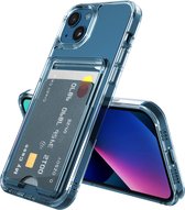 Hoesje geschikt voor iPhone 13/14 met Pasjeshouder Transparant - Met Kaarthouder - Kristalhelder - Hard Case