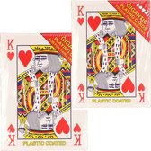XL Speelkaarten - 2x pakjes - rood - 20 x 28 cm