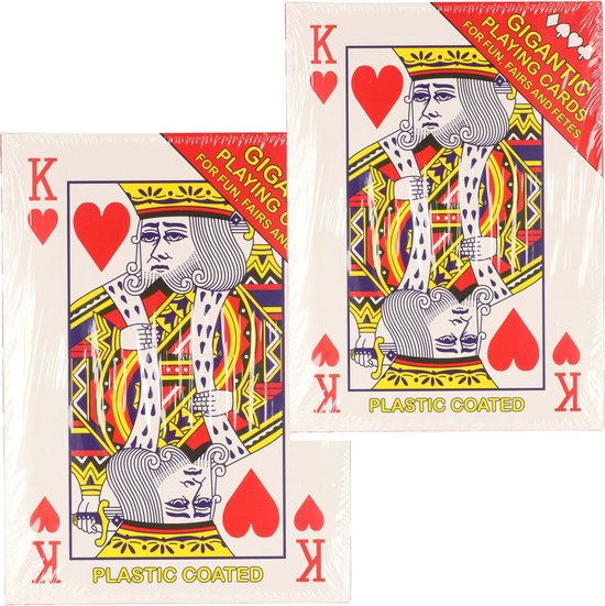 Afbeelding van het spel XL Speelkaarten - 2x pakjes - rood - 20 x 28 cm
