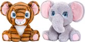 Keel Toys - Pluche knuffel dieren vriendjes set tijger en olifant 25 cm