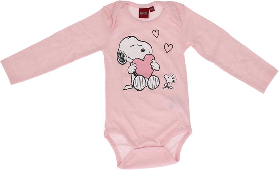 Snoopy baby rompertje, roze, maat 74/80