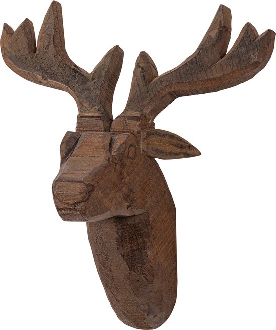 BePureHome Stag Wanddeco - Hout - Naturel - 35x30x18