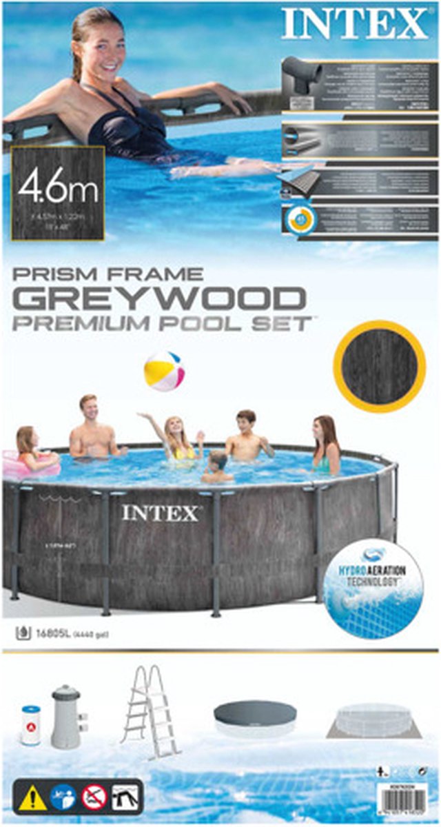 Intex Greywood Prism Frame zwembadset met filterpomp - Ø 457 x 122 cm