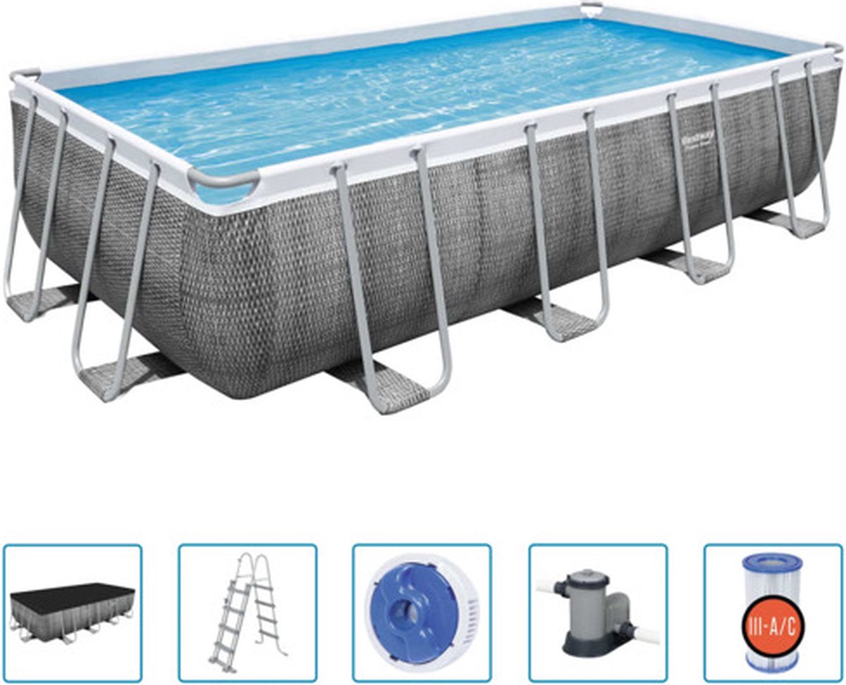 Bestway Power Steel pool set with filter pump - 549 x 274 x 122 cm - Rattan print