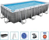 Bol.com Bestway Power Steel - Opzetzwembad inclusief filterpomp en accessoires - 549 x 274 x 122 cm - Rattanprint - Rechthoekig aanbieding