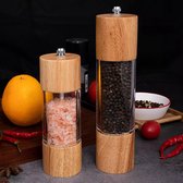 Peper en zoutmolen set - pepermolen - zoutmolen - 2 stuks - houten peper en zoutmolen - 20 cm - 123cadeaushop peper en zoutstel
