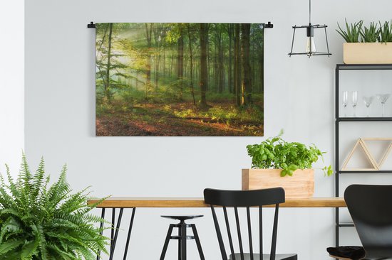 Tapisserie - Toile murale - Soleil - Forêt - Arbres - Nature - Automne - 150x100 cm - Tapisserie