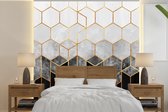 Behang - Fotobehang Goud - Hexagon - Chic - Patronen - Luxe - Breedte 300 cm x hoogte 300 cm