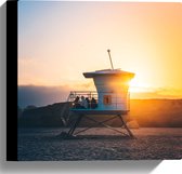 WallClassics - Toile - Maison de plage au coucher du soleil - Photo sur toile 30x30 cm (Décoration murale )