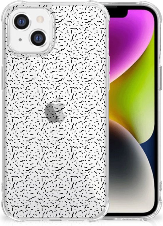 ritme vooroordeel Vooruitgang TPU Siliconen Hoesje iPhone 14 GSM Hoesje met doorzichtige rand Stripes  Dots | bol.com