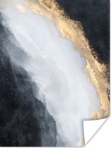 Poster Abstract - Verf - Goud - Zwart - Marmer - 30x40 cm