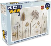 Puzzel Bloemen - Waterverf - Stilleven - Bruin - Vintage - Legpuzzel - Puzzel 500 stukjes