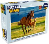 Puzzel Paarden - Gras - Dieren - Landschap - Natuur - Legpuzzel - Puzzel 1000 stukjes volwassenen