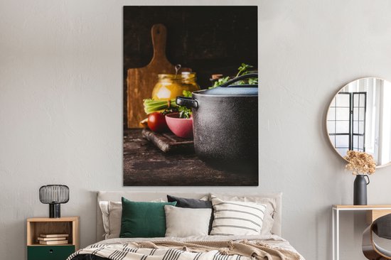 Tableau sur toile Rustique - Nature Morte - Pan - Légume - 120x160 cm - Décoration murale XXL