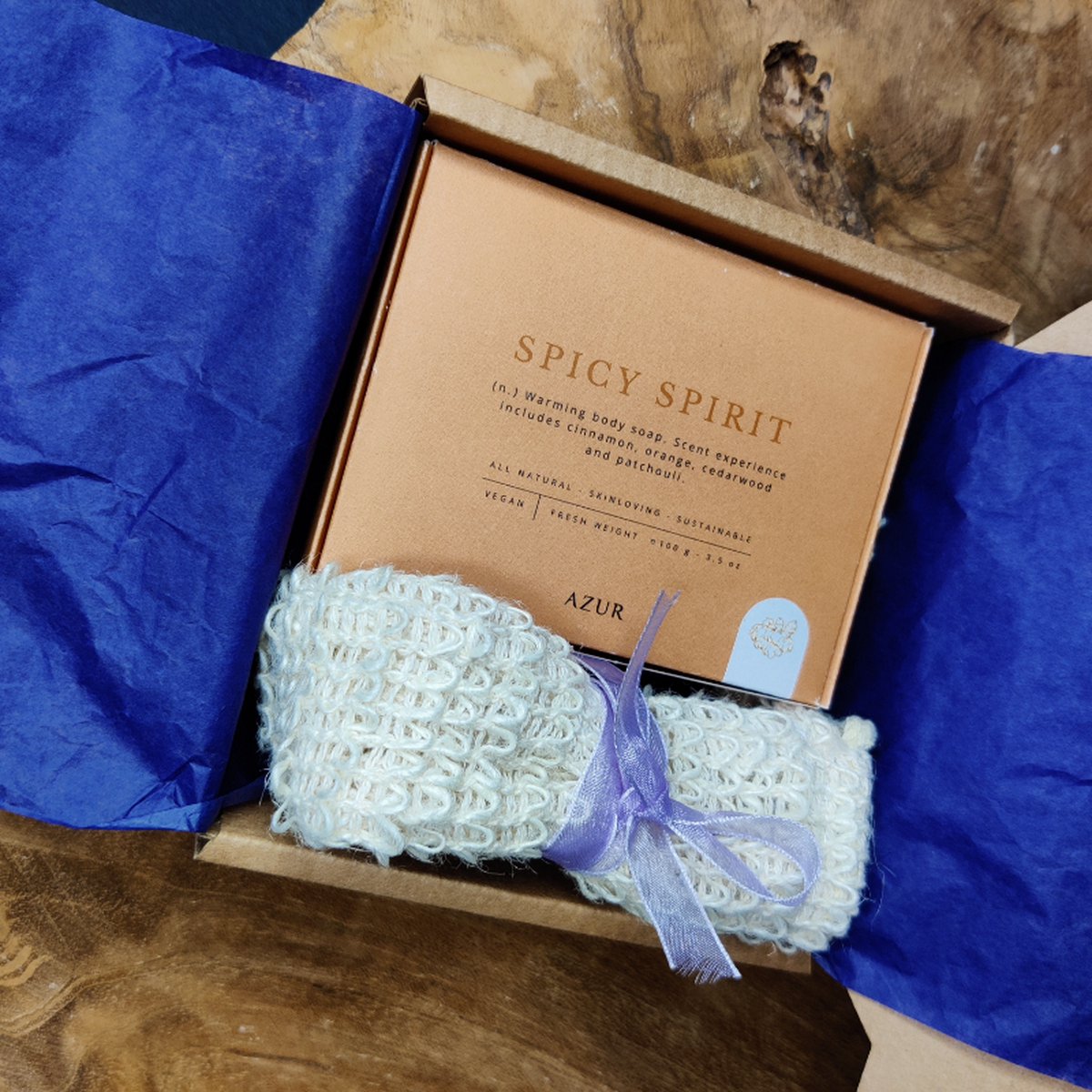 SOFTnaturals giftset small-Azur zeep Wild Flower met sisal zeepzakje-kerstcadeautje-sinterklaascadeautje-vegan cadeautje-cadeau idee-cadeauideetje-cadeautip