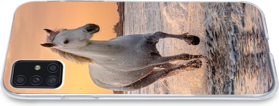 Telefoonhoesje Geschikt voor Samsung Galaxy A52 5G hoesje - Paarden - Zon - Zee - Strand - Dieren - Siliconen Telefoonhoesje Telefoonhoesje